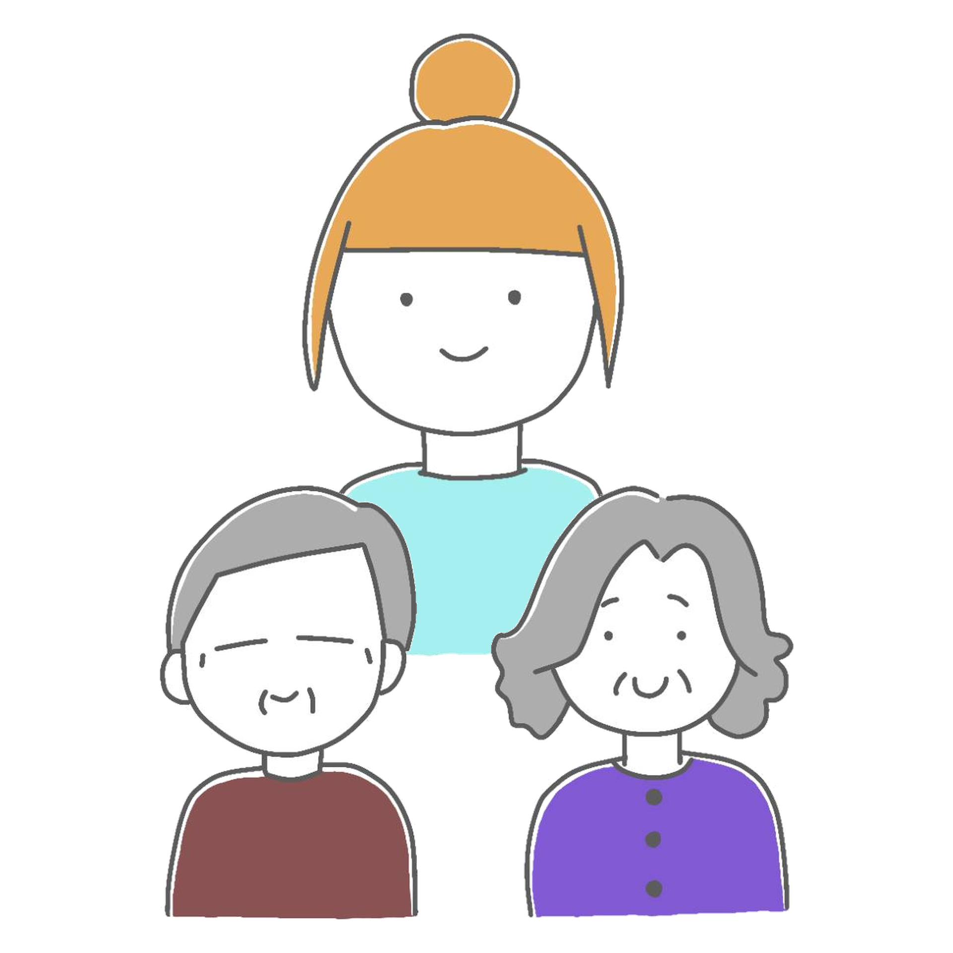 援助会員のイラスト（年配のご夫婦と女性）